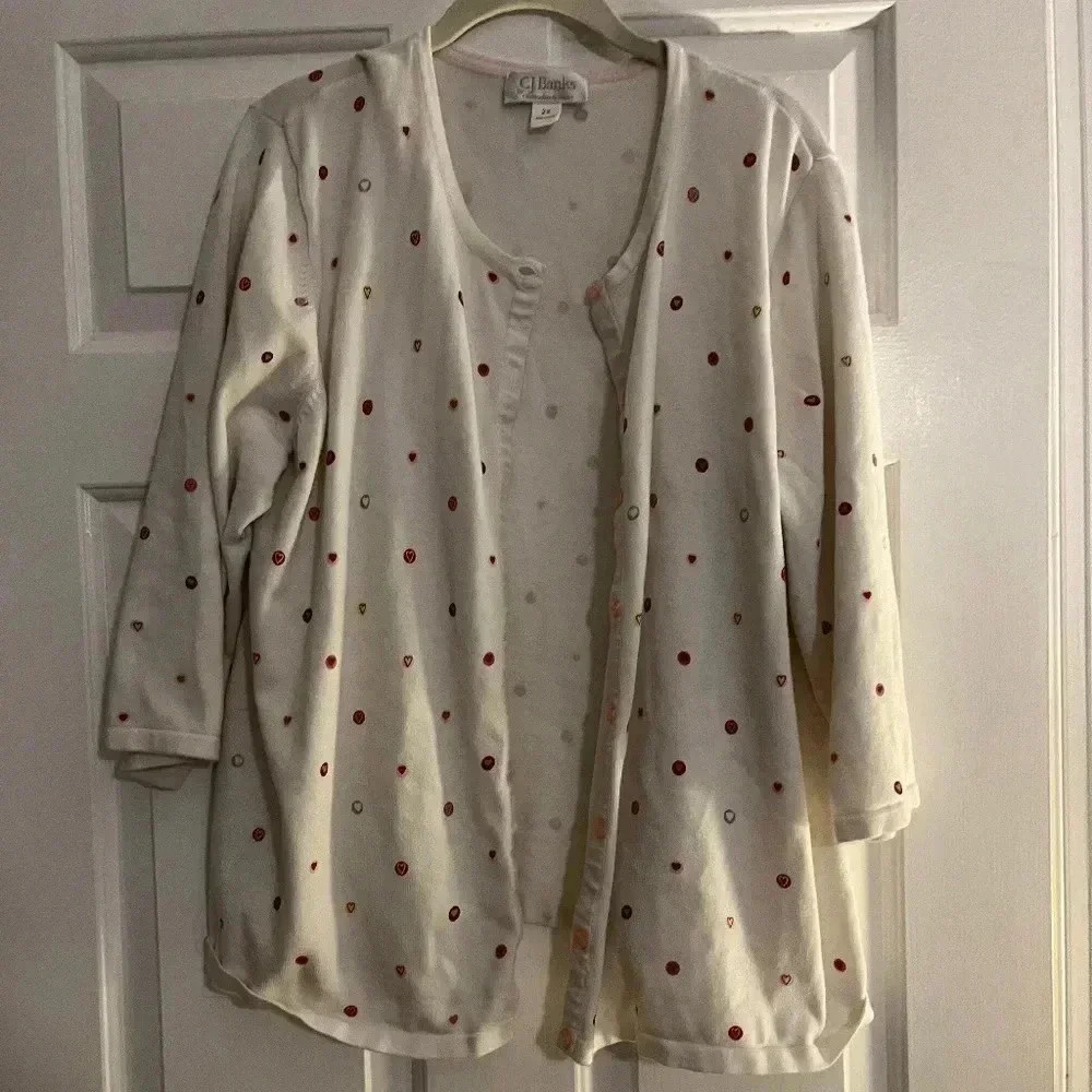 CJ Banks Cardigan with hearts Size 2x